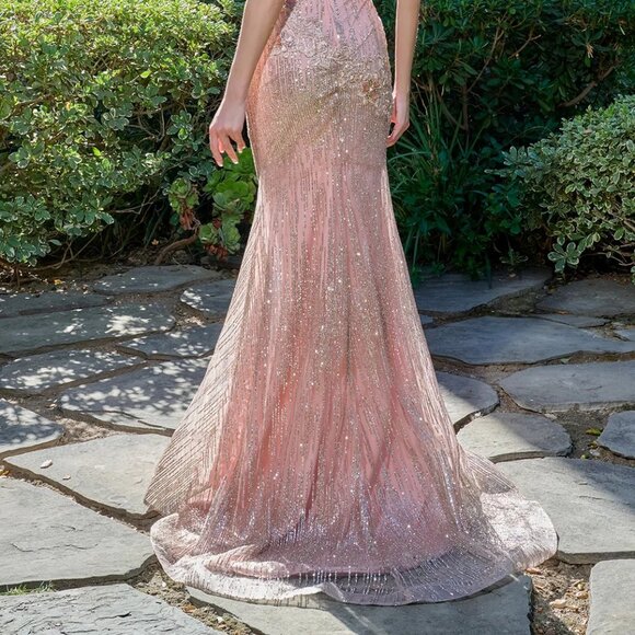 New Mermaid Sequins Embellished Mother Of Bride Gown w/ Beaded Straps GL2889 - Picture 13 of 13